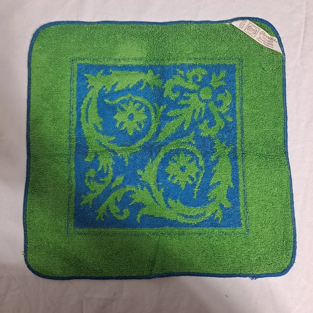 Vintage Martex Bath Hand Towel Washcloth Set Floral Purple Retro Soft 60s 70s US